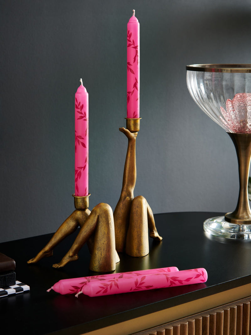 Rockett St George Set of 4 Leopard Print Dinner Candles