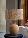 French Connection Chana terracotta table lamp seagrass shade, imported from the UK