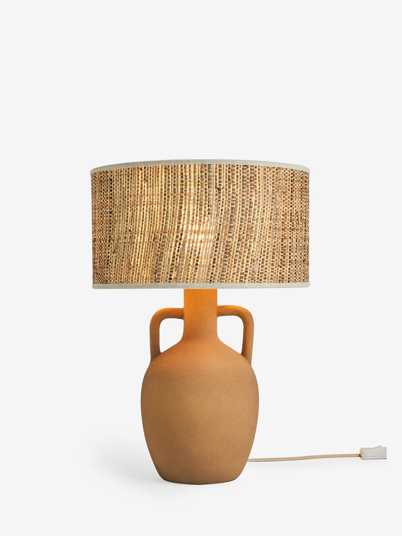 French Connection Chana terracotta table lamp seagrass shade, imported from the UK