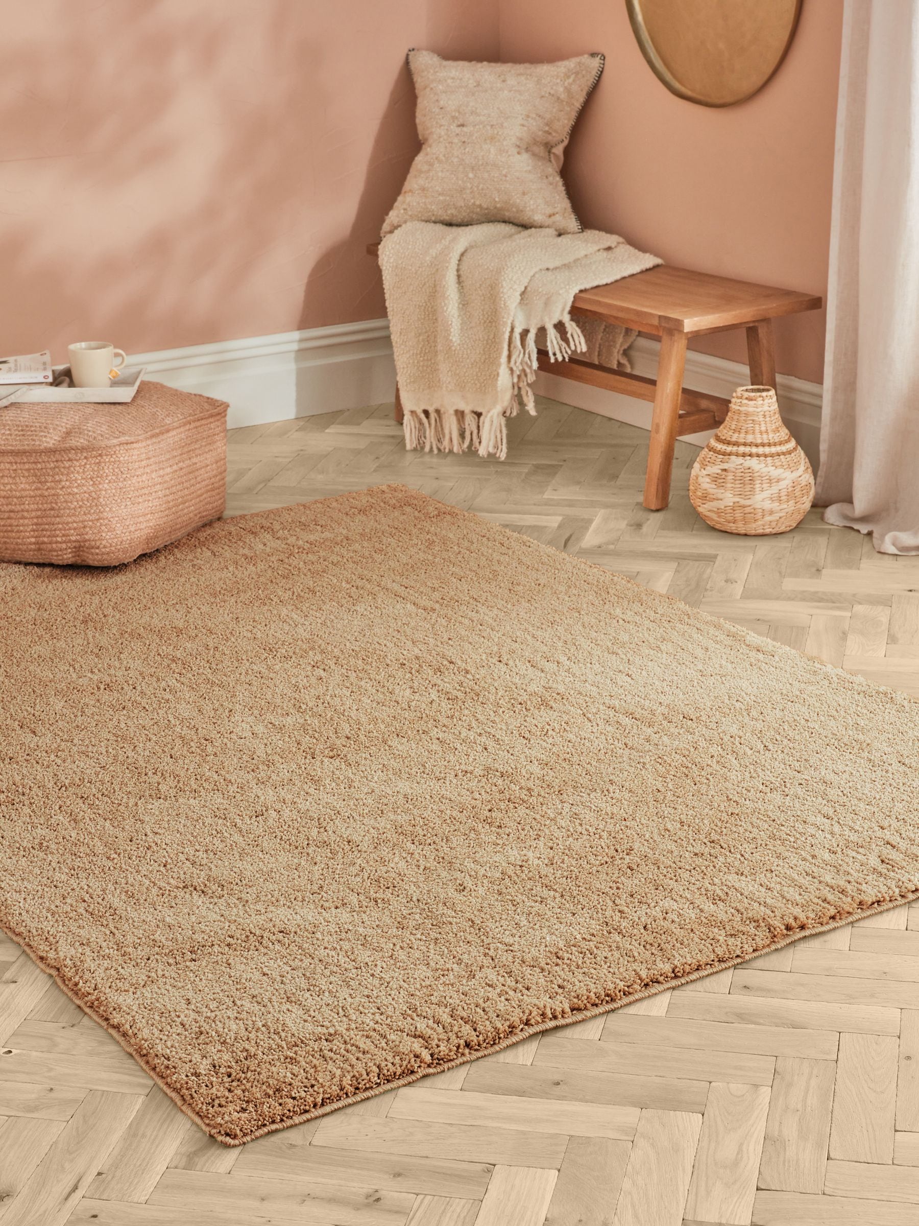 Natural Cosy Washable Shaggy Rug