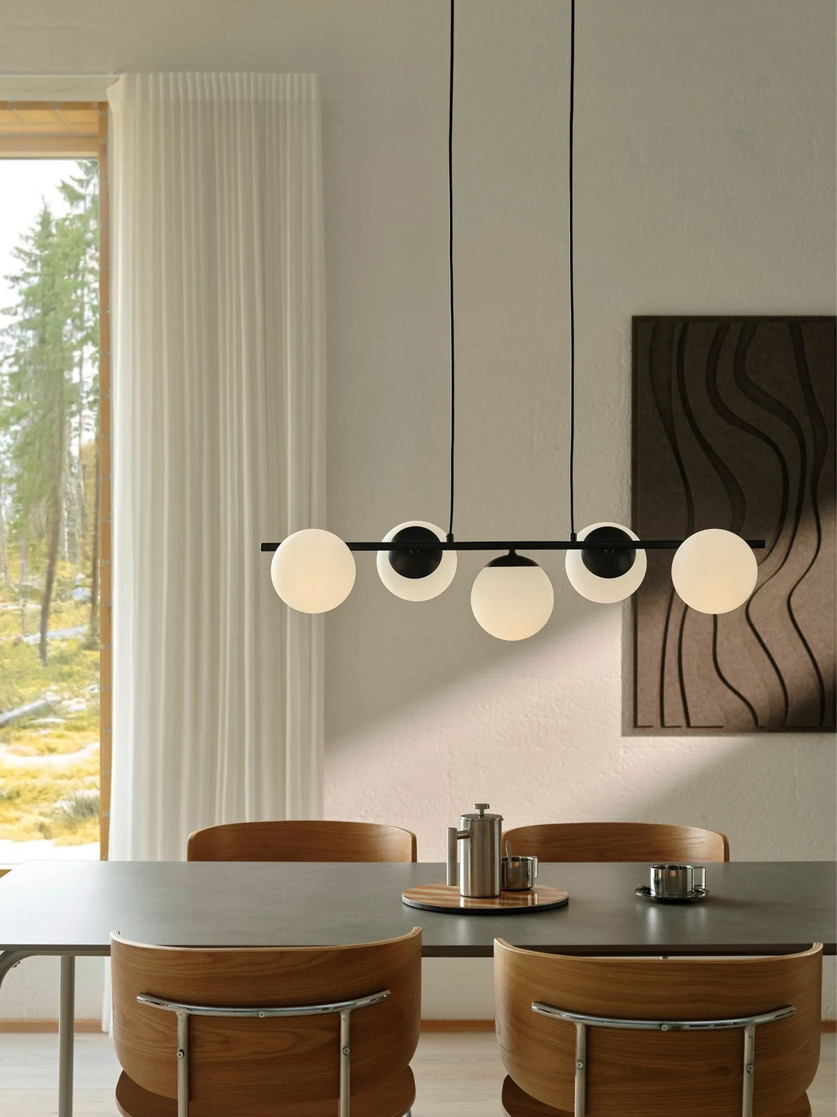 Nordlux Black Lilly five-spot pendant ceiling light, UK version
