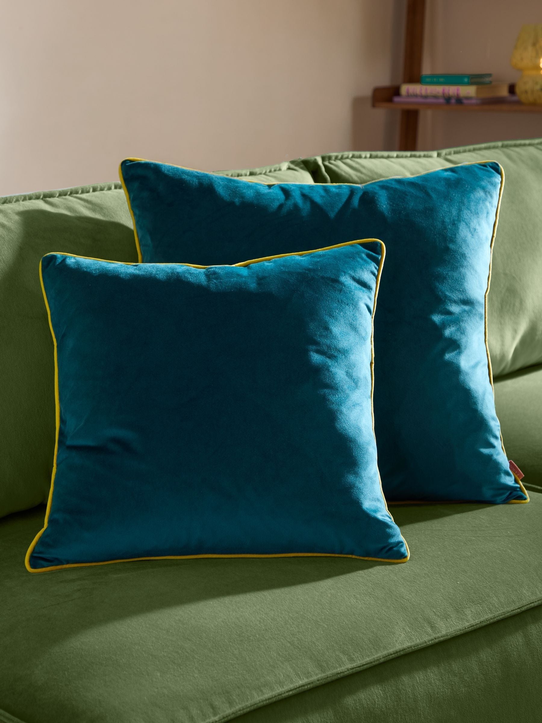 Furn velvet cushion teal/cylon 55cm, imported from the UK