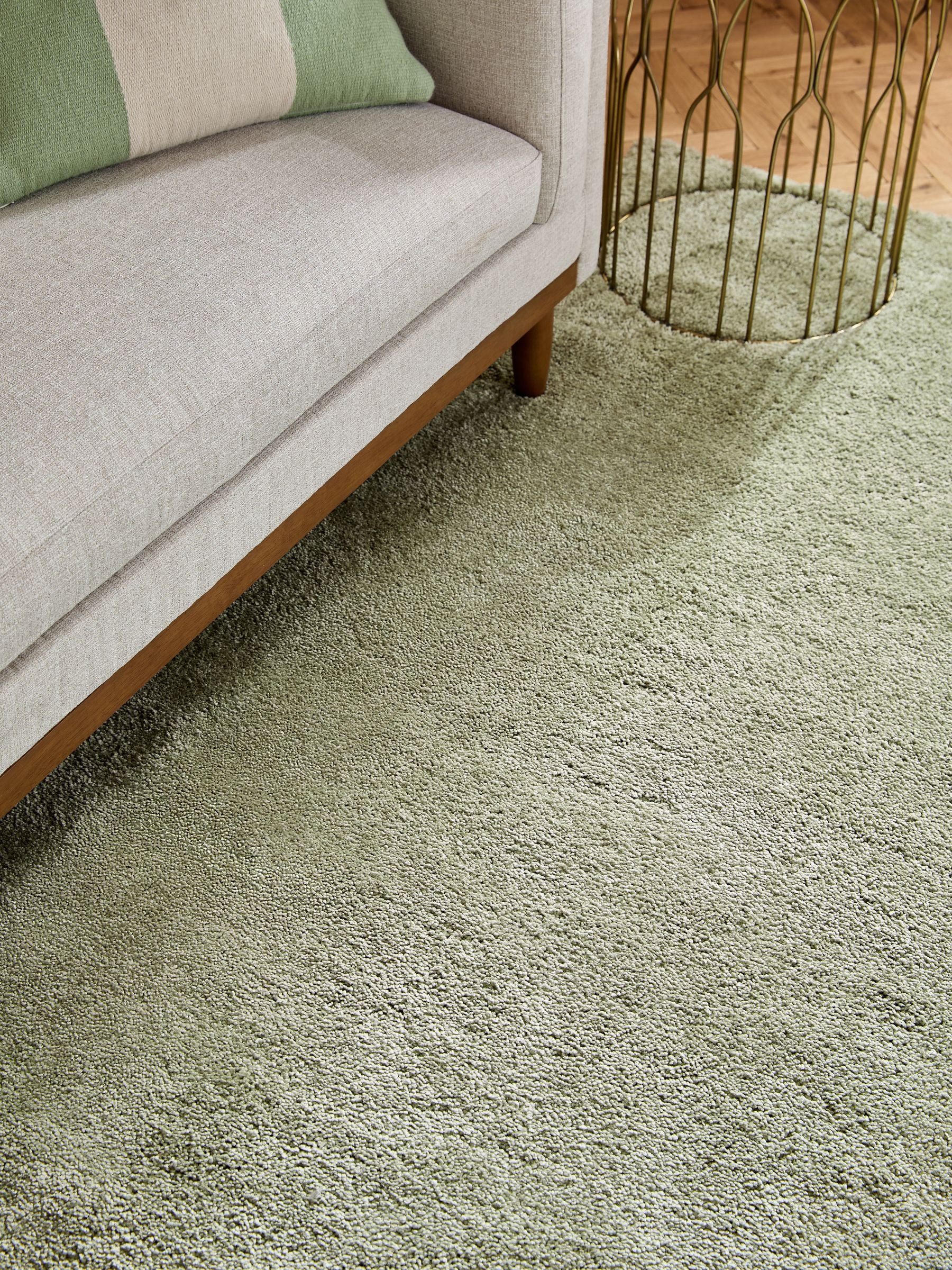 Sage Green Cosy Washable Shaggy Rug, imported from the UK