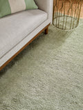Sage Green Cosy Washable Shaggy Rug, imported from the UK