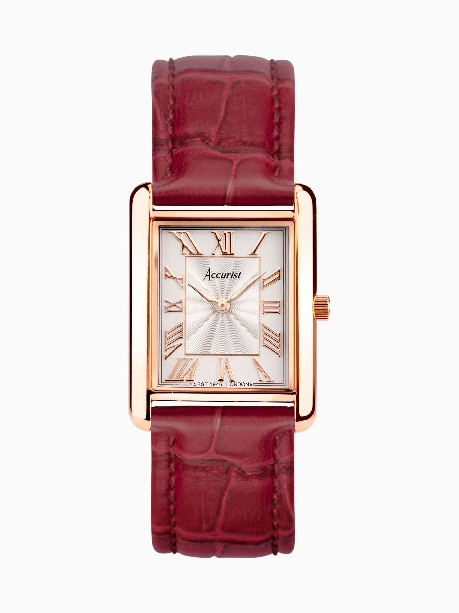 Accurist gold rectangle leather strap 26mm watch - British product