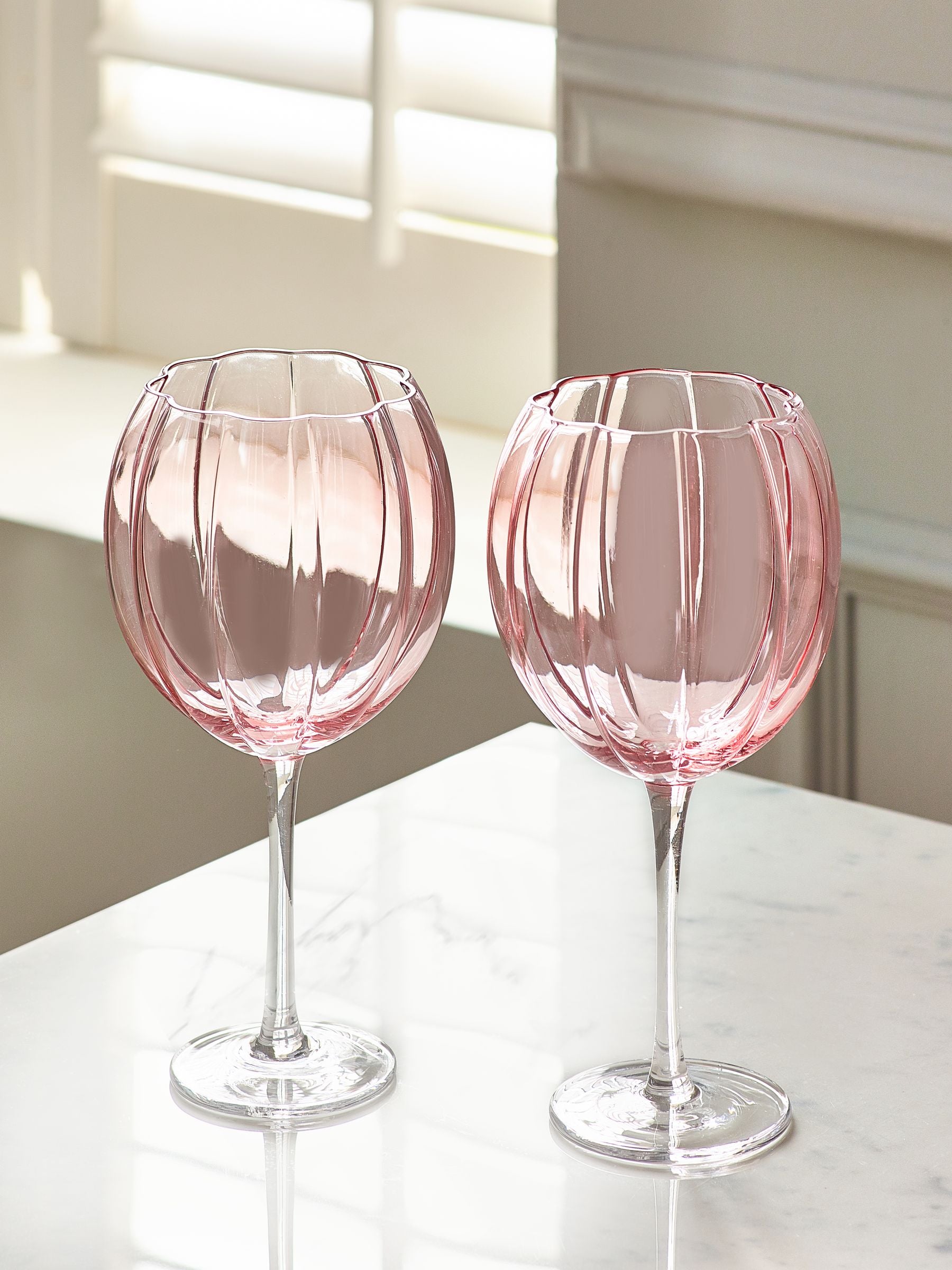 Set of 2 Pink Ottilie Gin Glasses