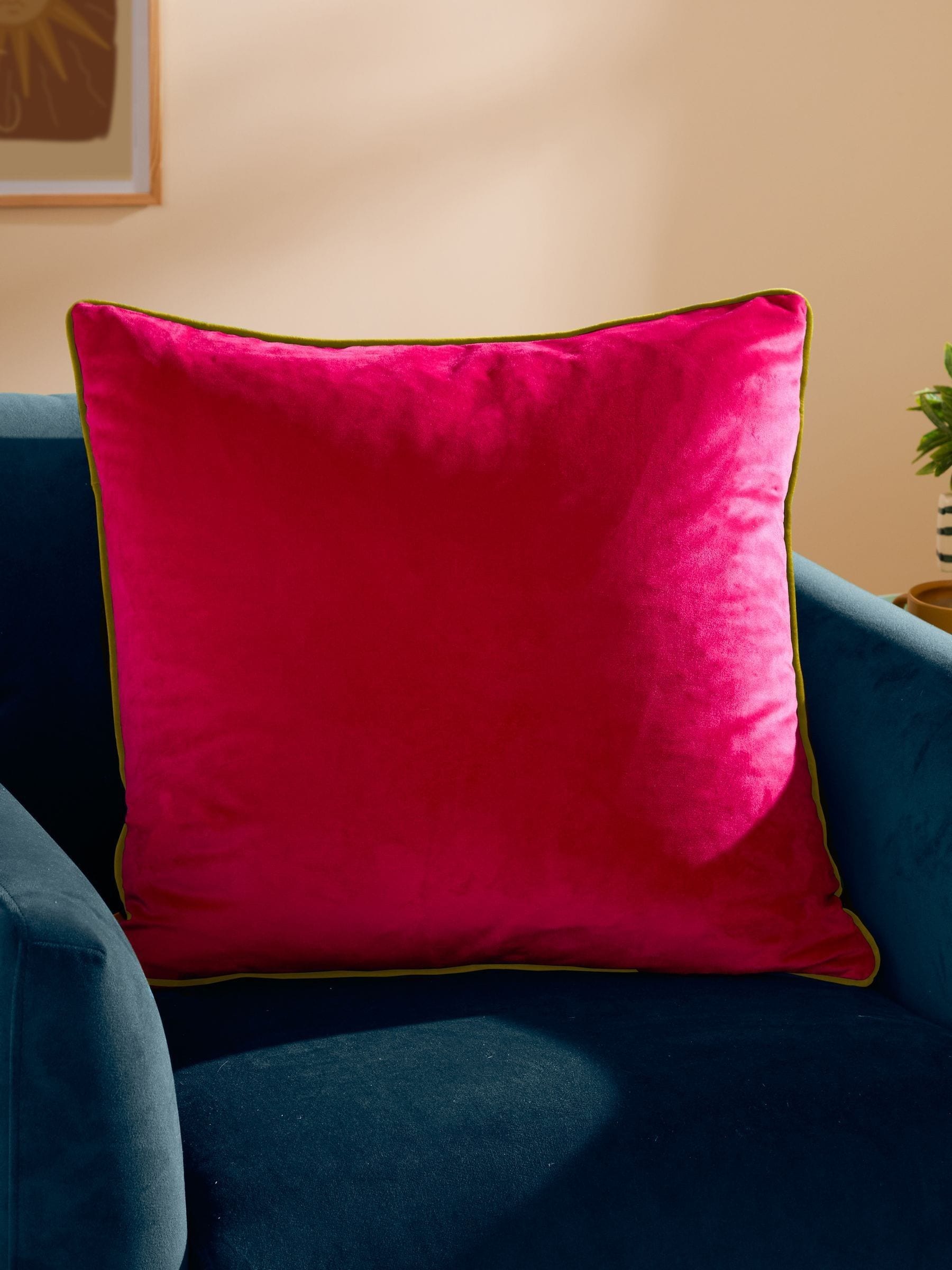 Furn Hot Pink/Lime Meridian Velvet 55 x 55cm Cushion Cover