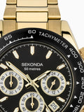 Sekonda Gold Circuit 39mm analogue watch (British brand)