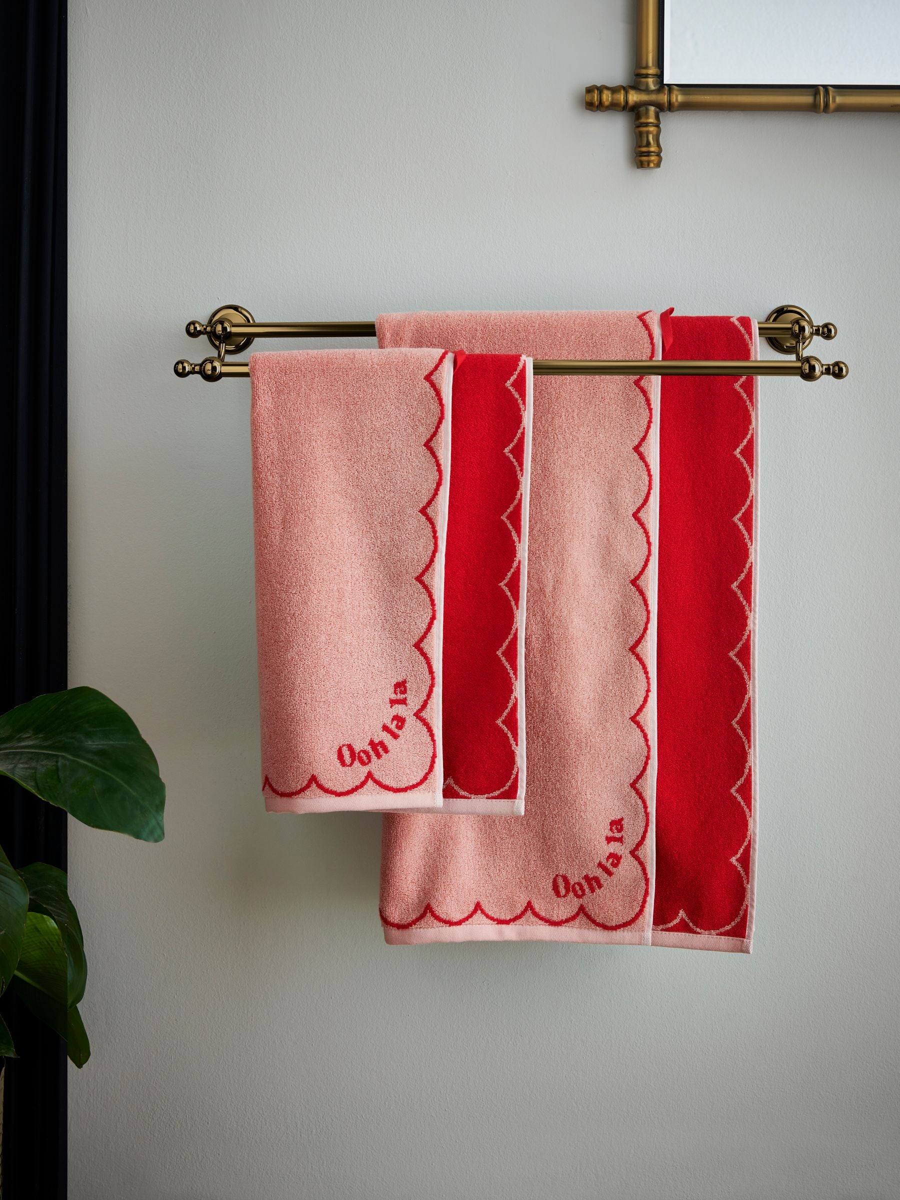 Rockett St George pink and red Ooh La La slogan towel, UK version