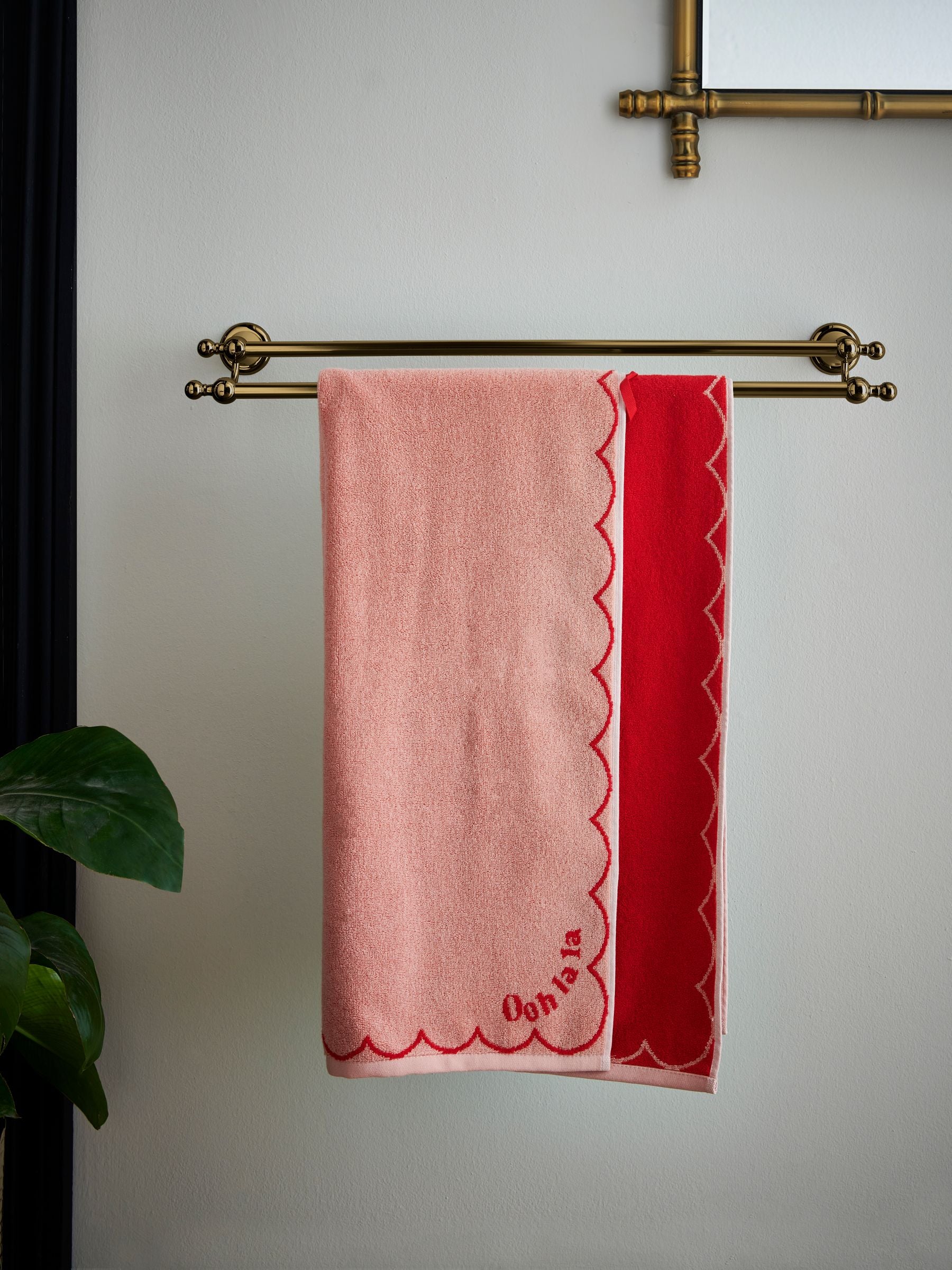 Rockett St George pink and red Ooh La La slogan towel, UK version