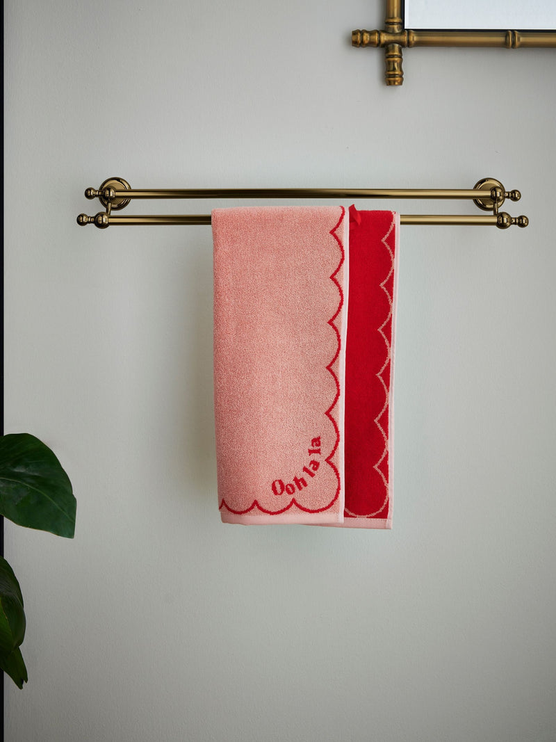Rockett St George pink and red Ooh La La slogan towel, UK version