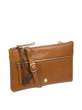 Conkca London dark tan Minnow leather cross-body clutch bag, UK version