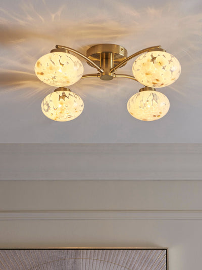 Next Brass Confetti Glass 4 Light Flush Ceiling Light 50cm- Buy online at McGrocer