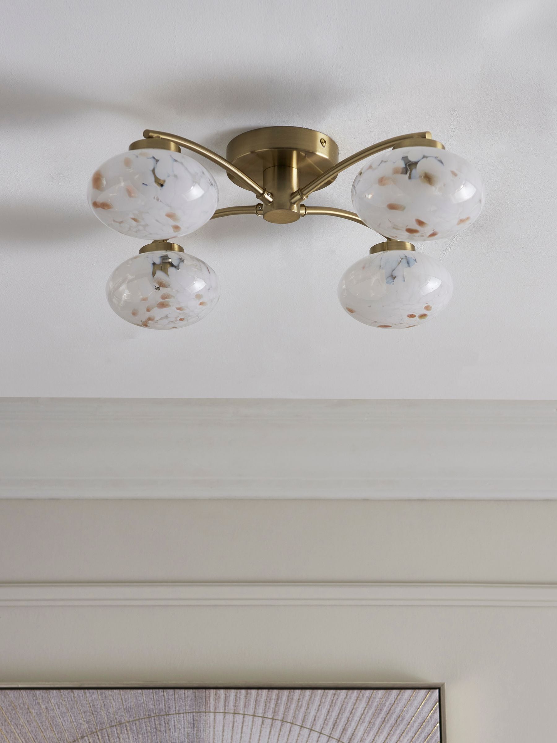 Brass Confetti Glass flush ceiling light 50cm, UK version