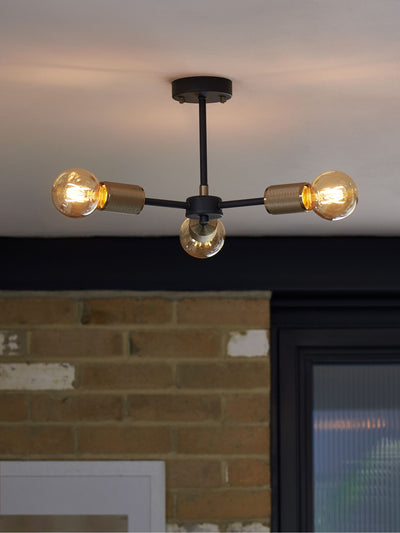 Next Black Houston 3 Light Flush Fitting Ceiling Light- Buy online at McGrocer