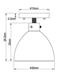 Black flush fitting ceiling light with brushed brass accents, 25.5cm height - British product