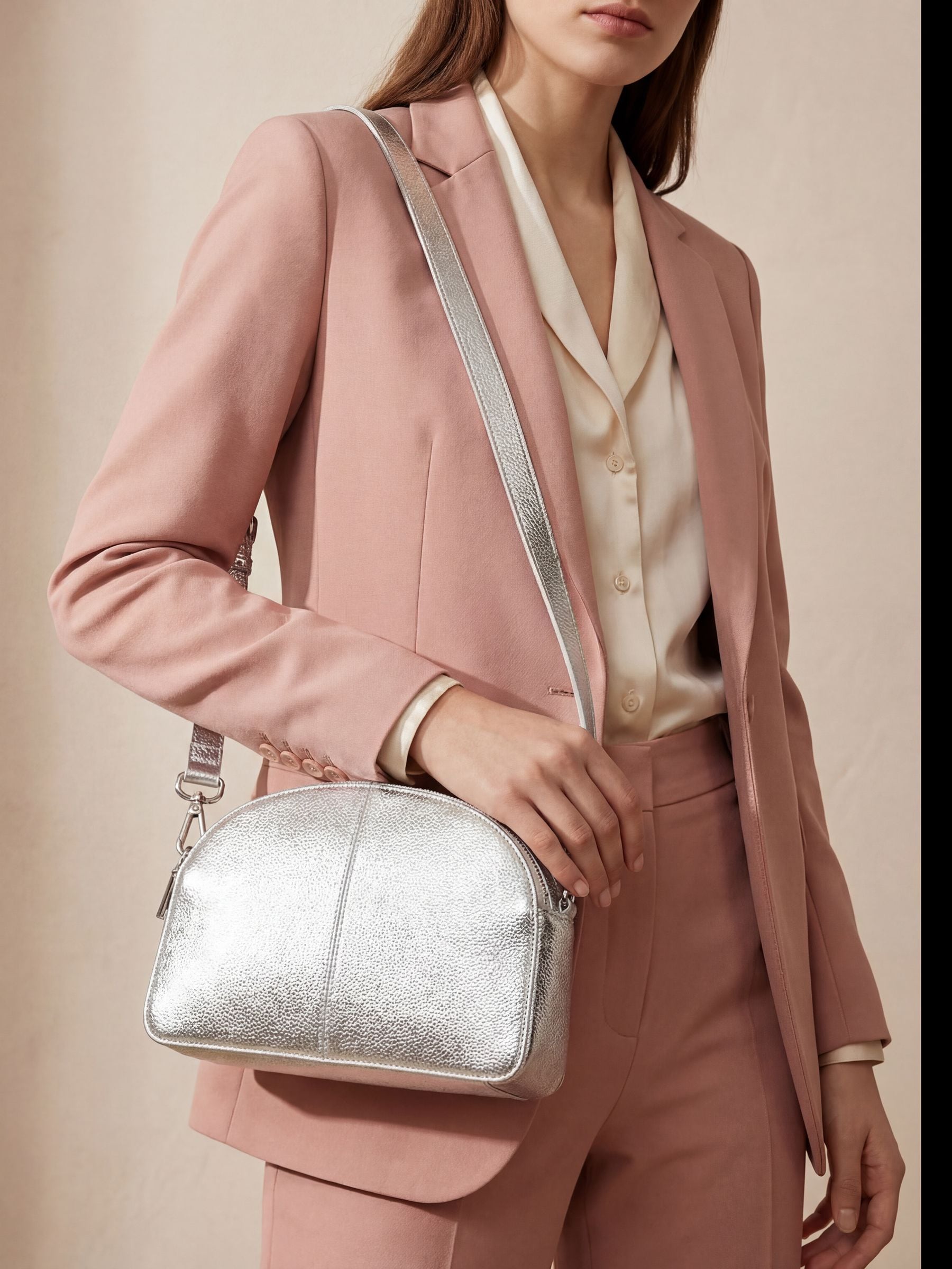 Jones Bootmaker Silver Wendell cross-body bag, imported from the UK