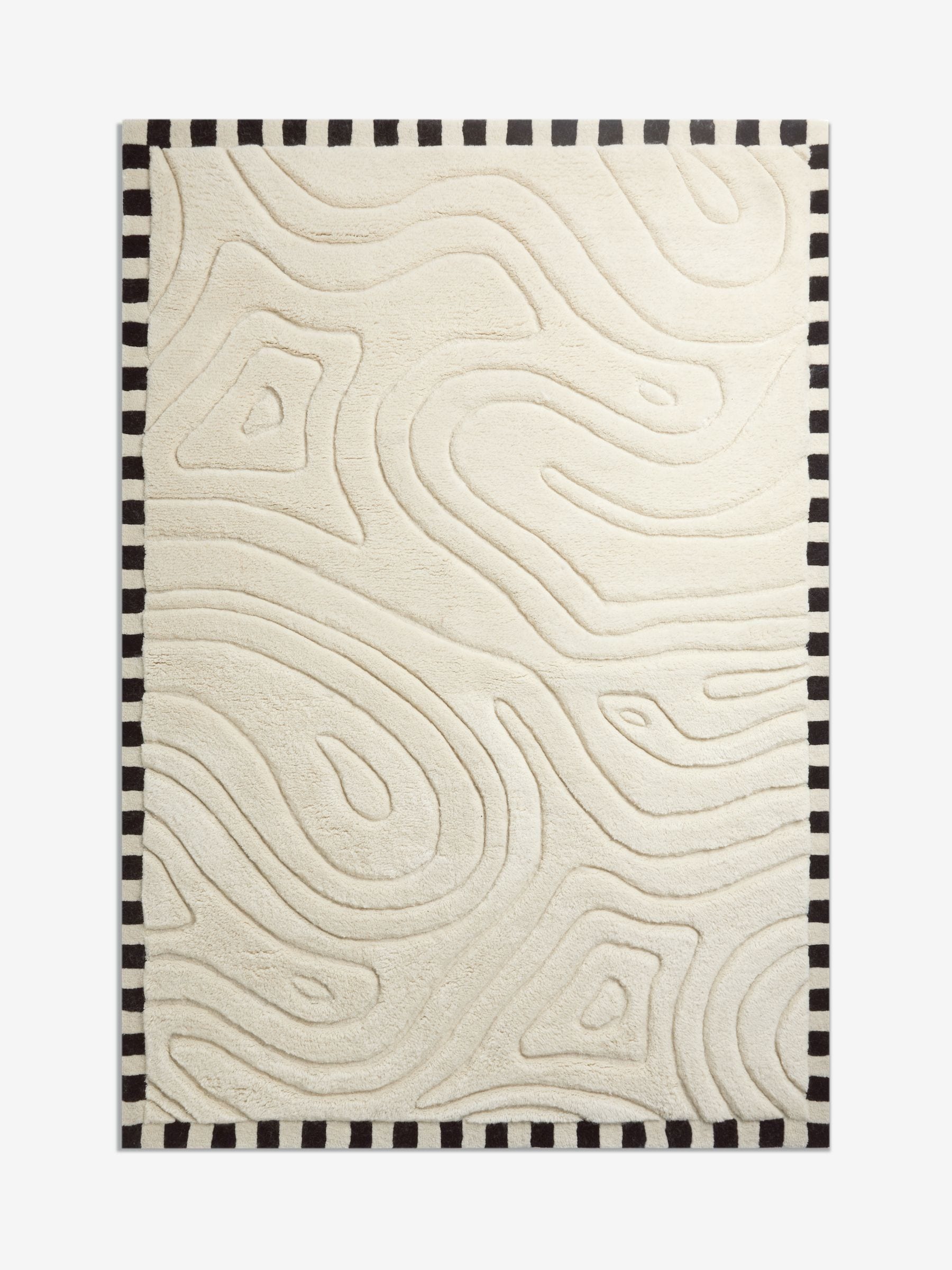 Rockett St George cream retro curve wool tufted rug, UK version