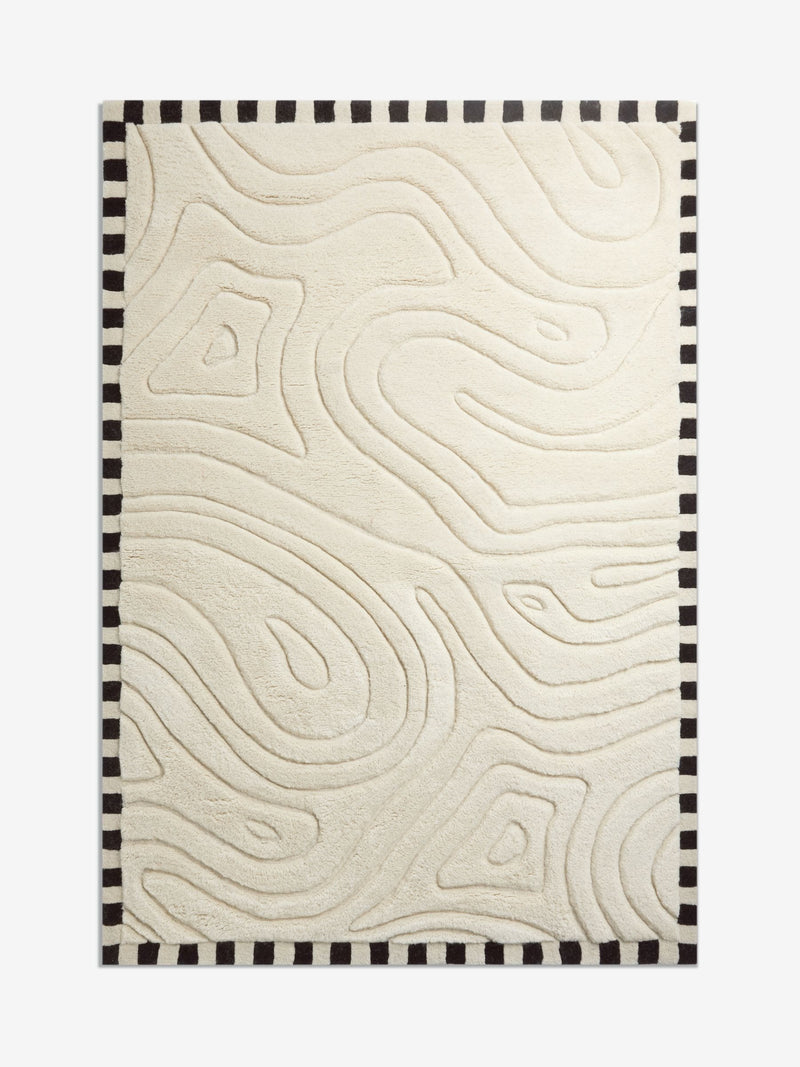 Rockett St George cream retro curve wool tufted rug, UK version