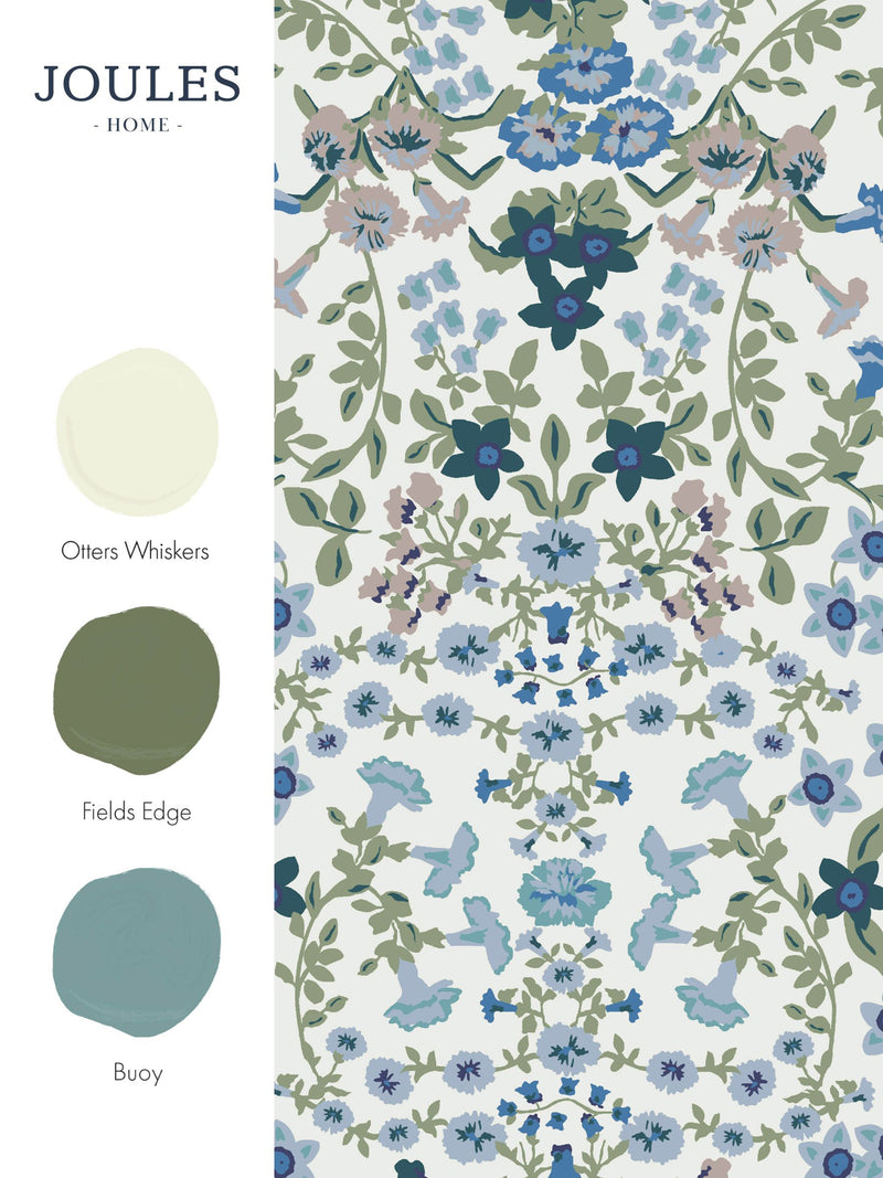 Joules creme Gitter Kleines Blumenmuster Tapetenmuster, importiert aus dem Vereinigten Königreich