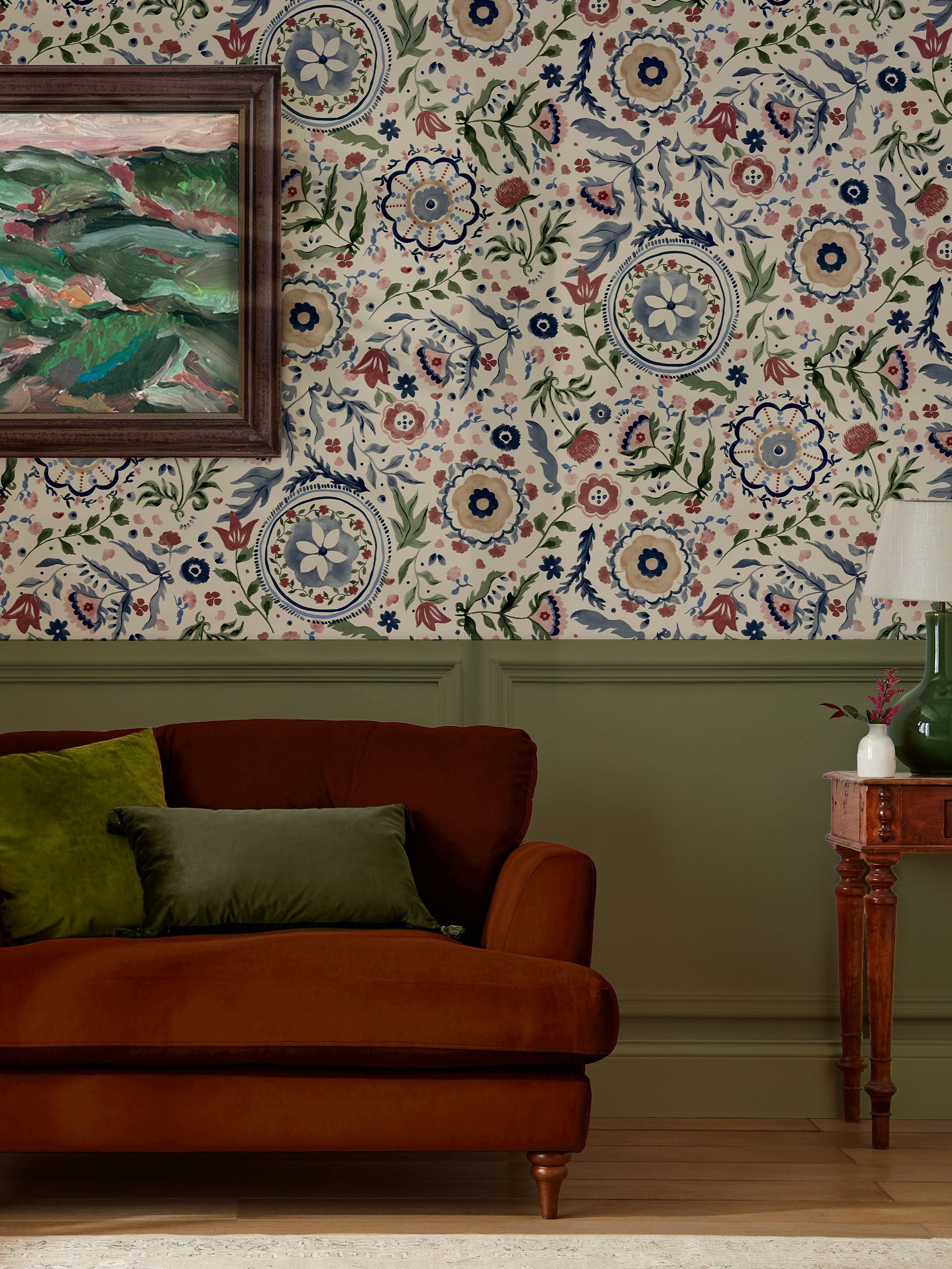 Joules festival flowers antique wallpaper sample - British product