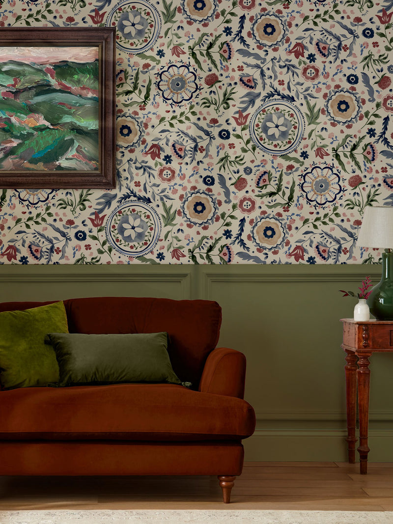 Joules festival flowers antique wallpaper sample - British product