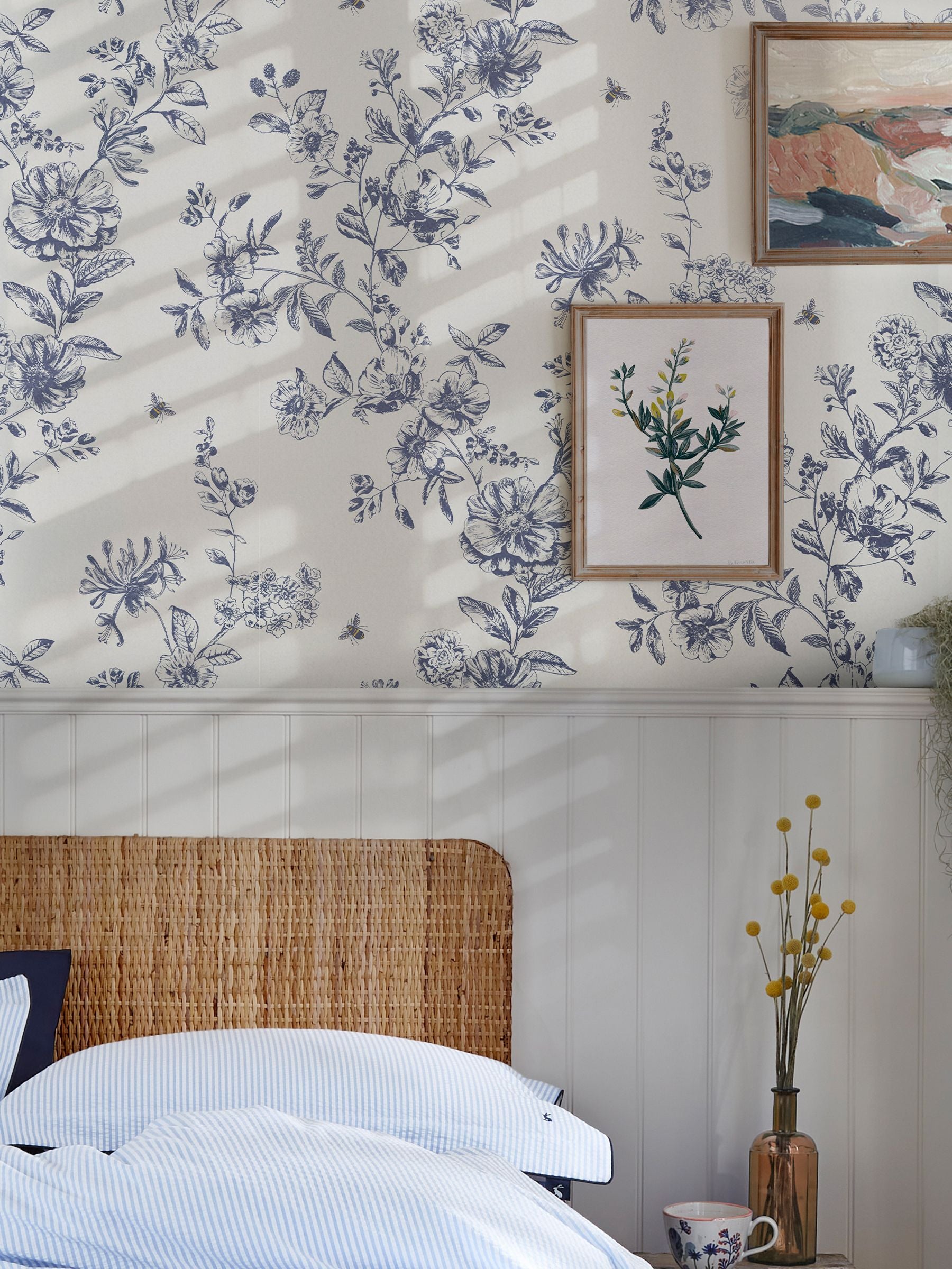 Joules cream honey floral wallpaper sample, imported from the UK