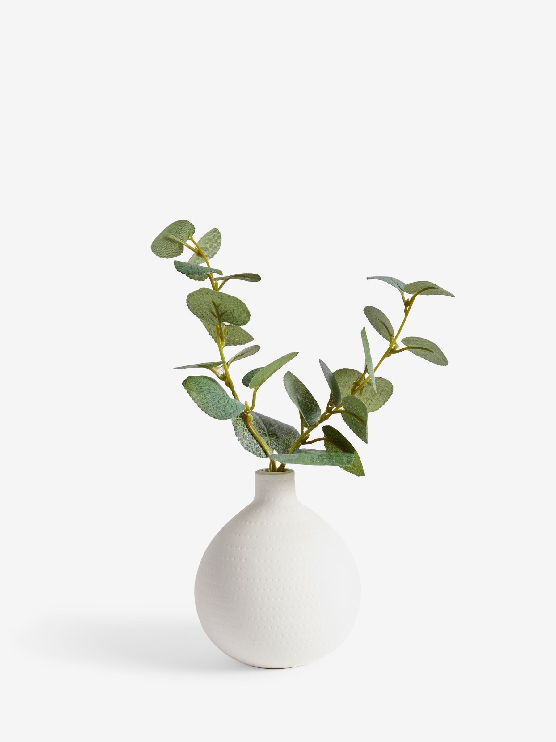 Artificial eucalyptus in white vase 25cm, UK version