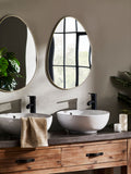 Gold pebble round bathroom wall mirror 62cm x 43.5cm - British product