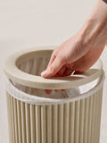 Natural resin ribbed bathroom bin 24cm, imported from the UK