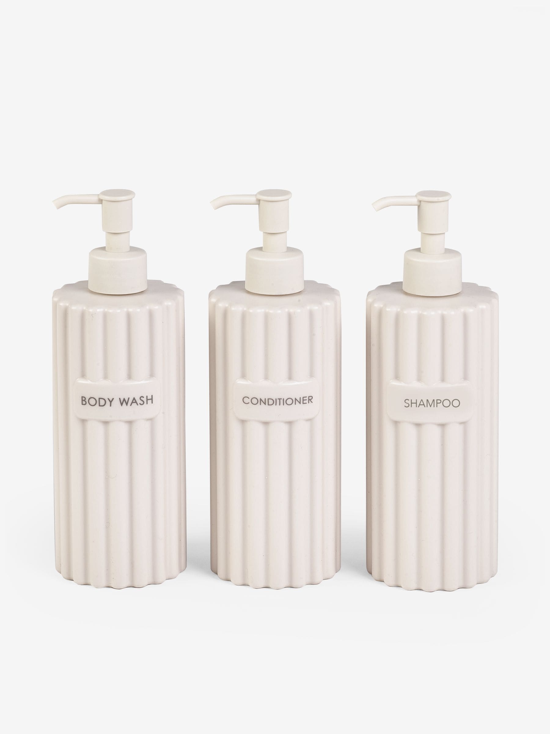 Natural rib refillable dispenser bottles set of 3, imported from the UK