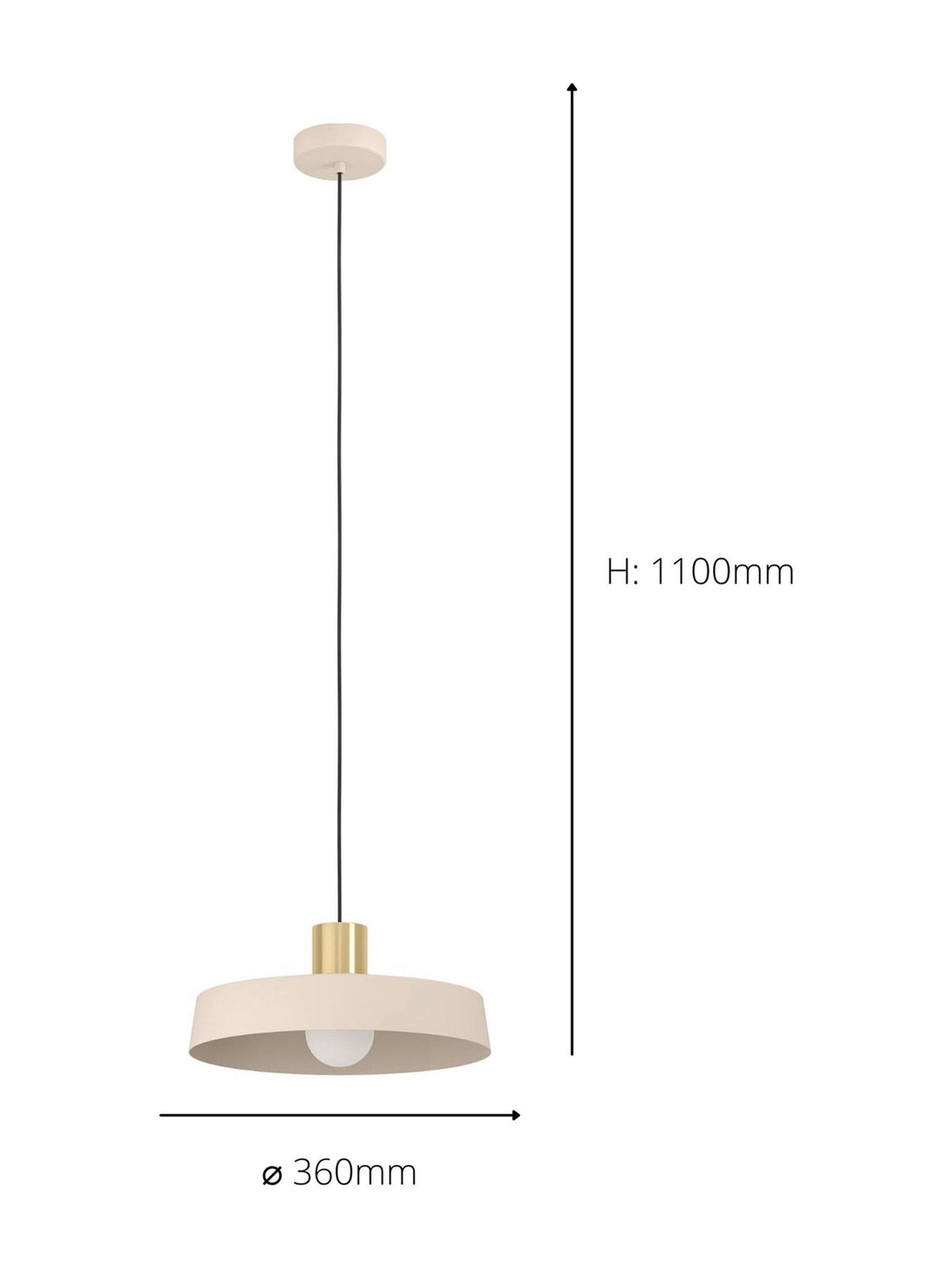 Eglo pendant ceiling light cream and brass angular 110cm, imported from the UK