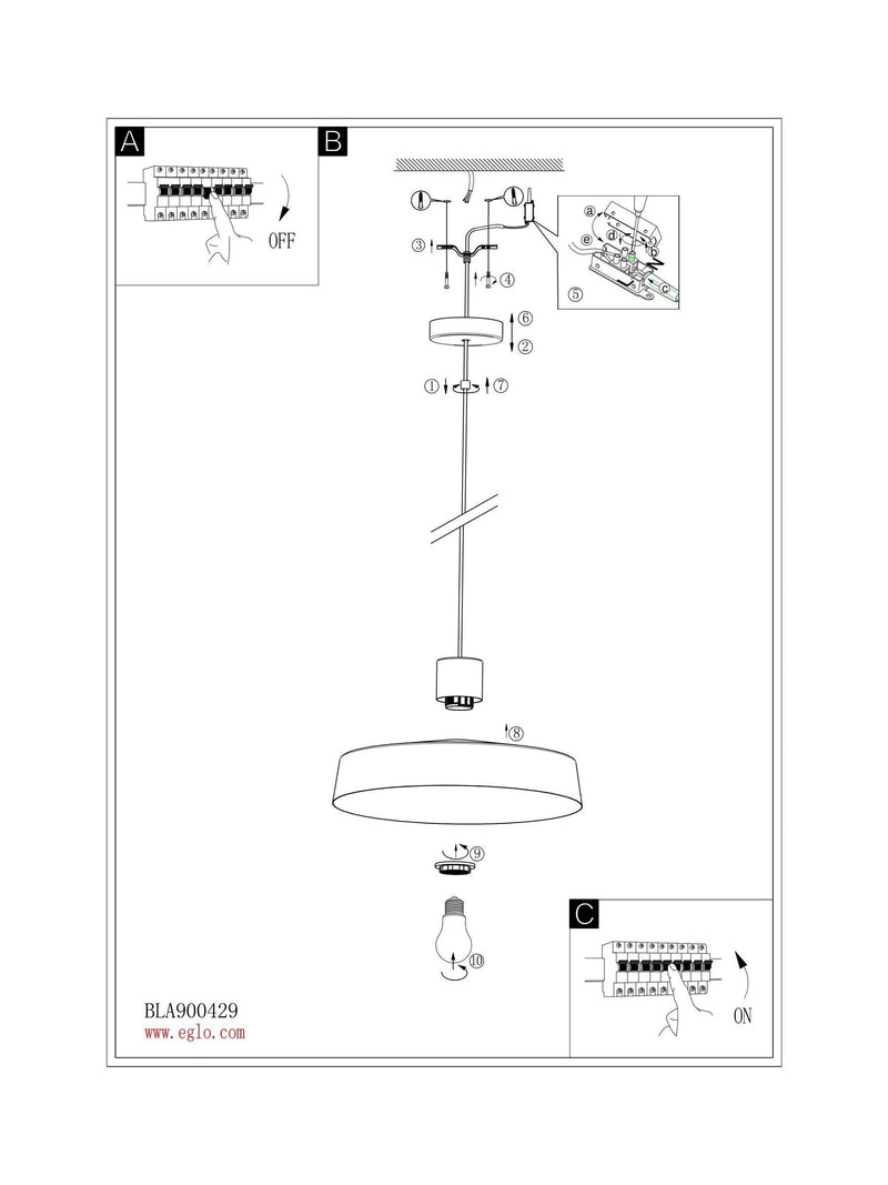 Eglo pendant ceiling light cream and brass angular 110cm, imported from the UK