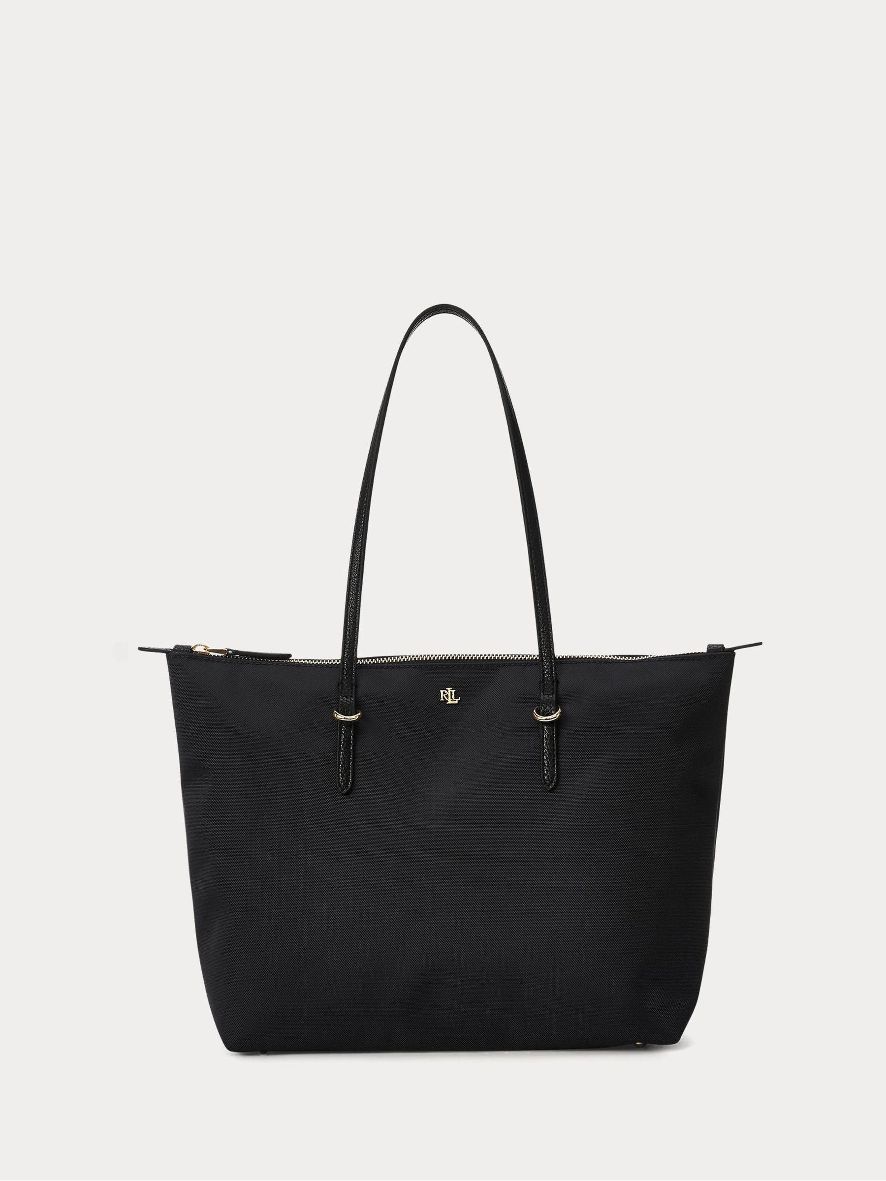 Lauren Ralph Lauren black Keaton nylon medium tote bag - British product
