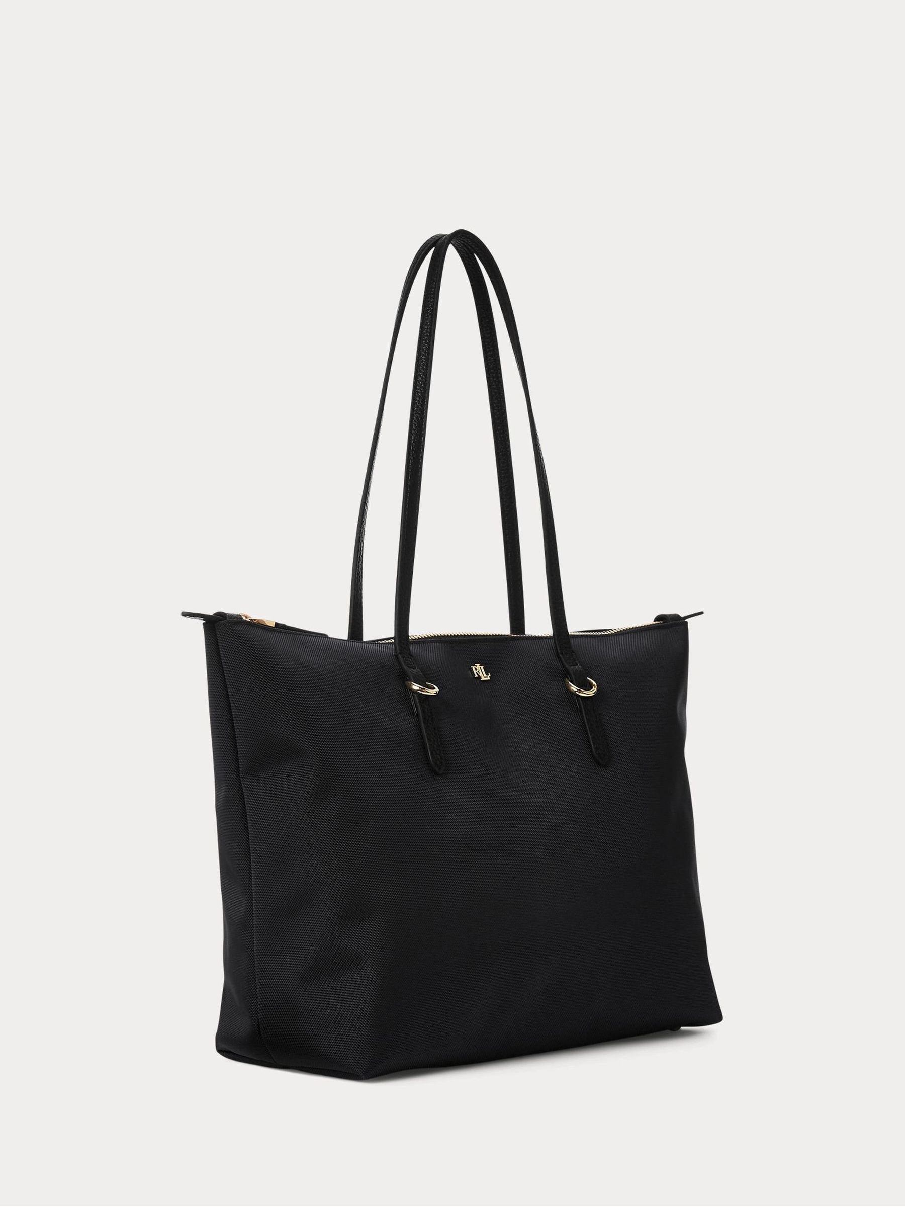 Lauren Ralph Lauren black Keaton nylon medium tote bag - British product