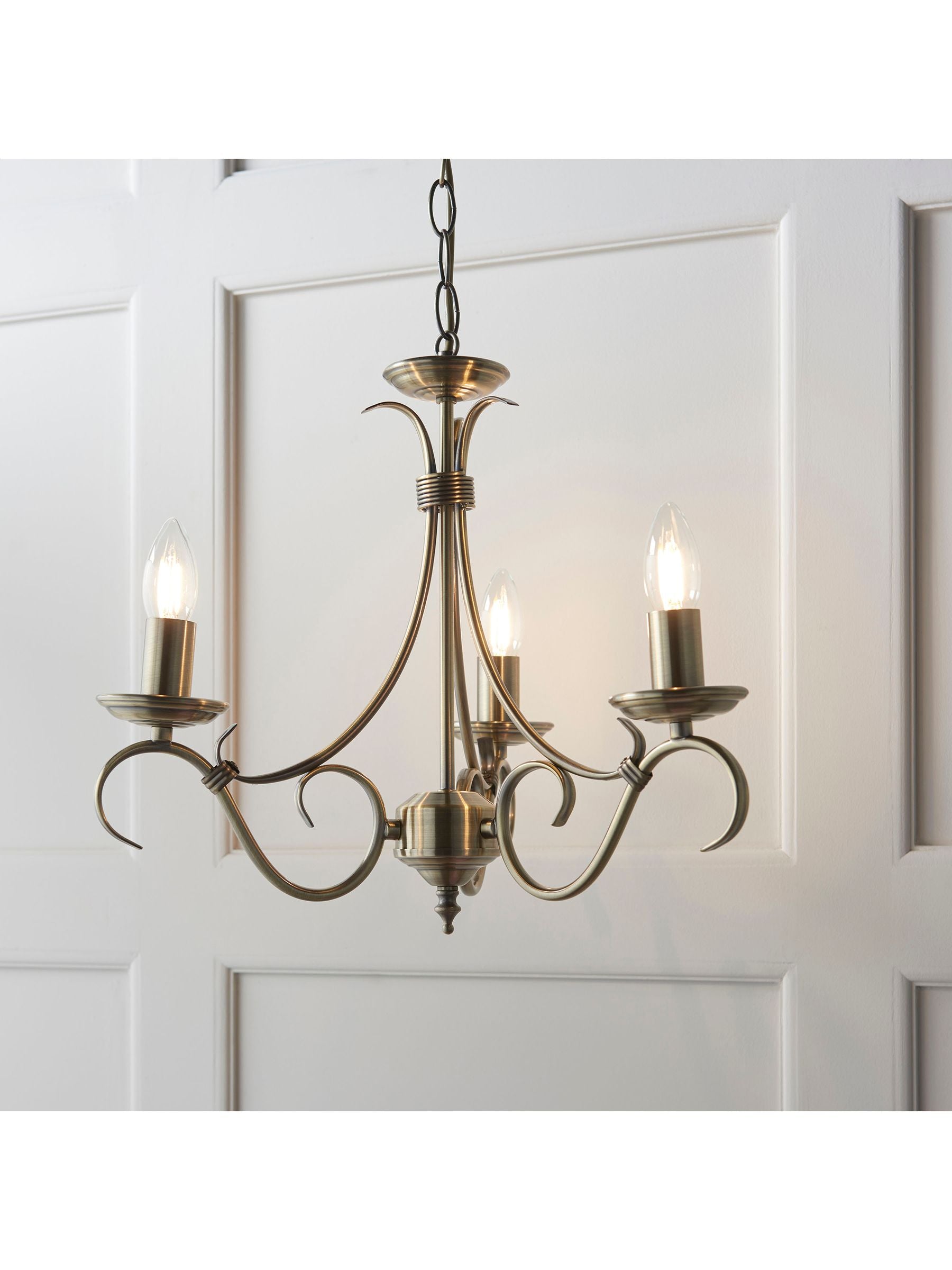Gallery Home antique brass Banff 3 bulb pendant light, UK version