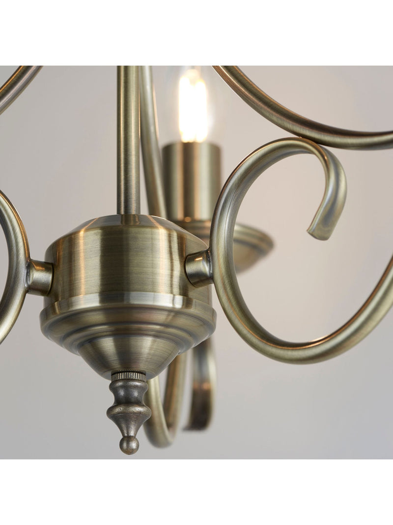 Gallery Home antique brass Banff 3 bulb pendant light, UK version