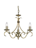 Gallery Home antique brass Banff 3 bulb pendant light, UK version