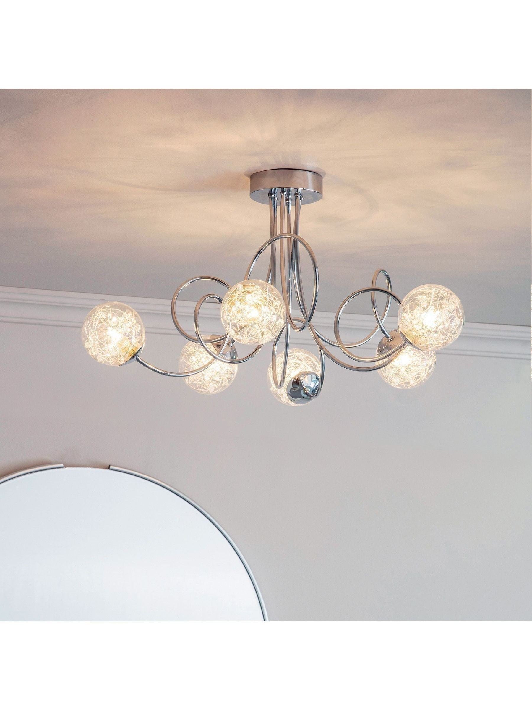 Gallery Home chrome 6 light flush ceiling light (British brand)
