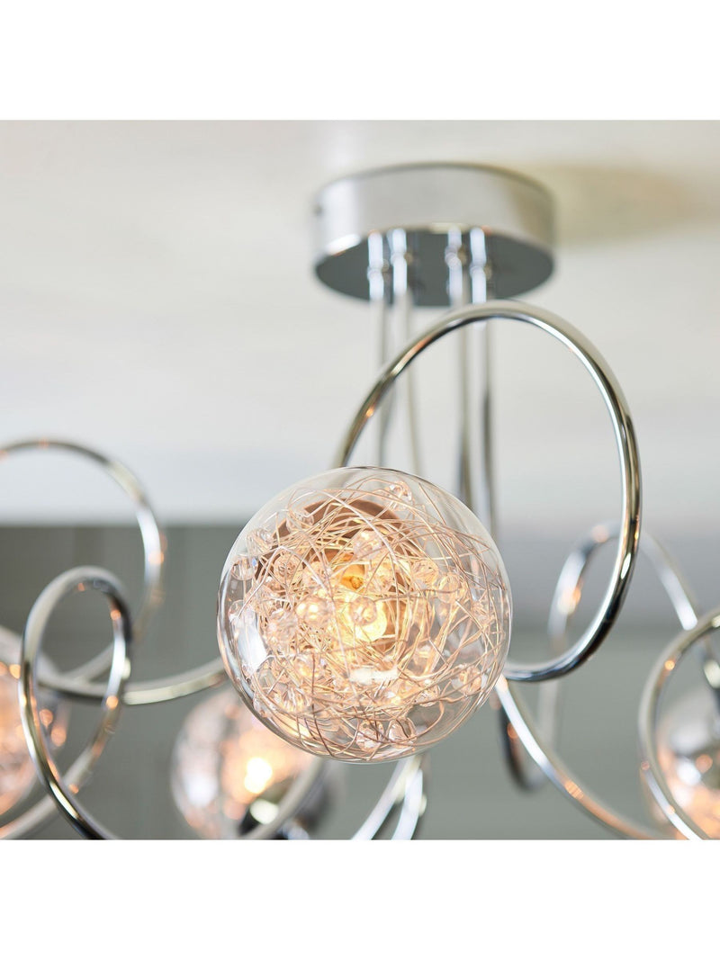 Gallery Home chrome 6 light flush ceiling light (British brand)