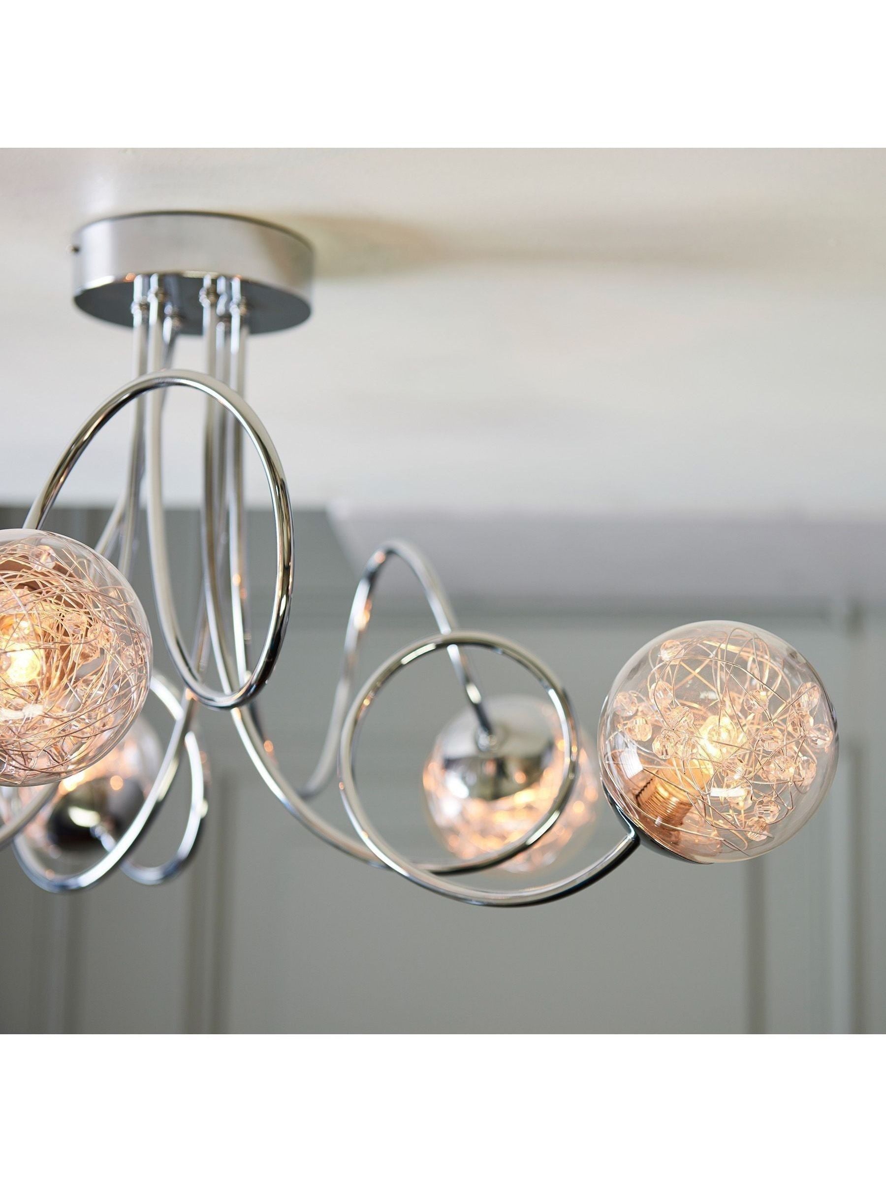 Gallery Home chrome 6 light flush ceiling light (British brand)