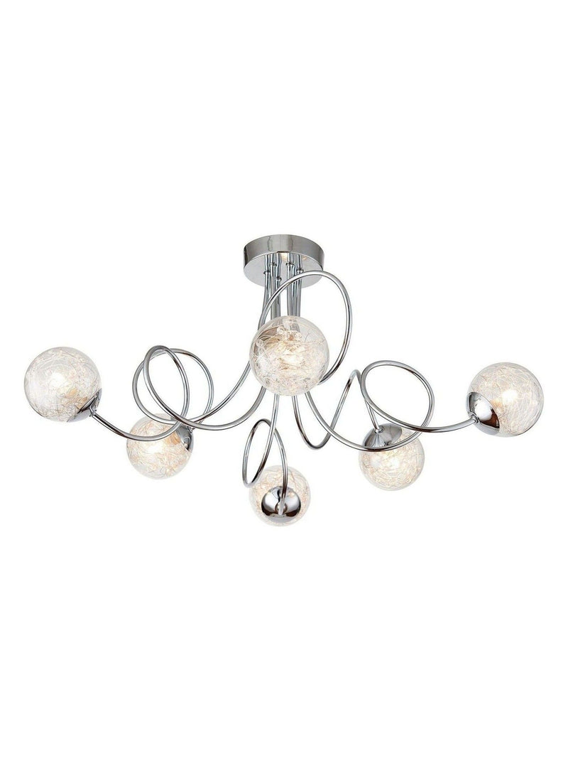 Gallery Home chrome 6 light flush ceiling light (British brand)