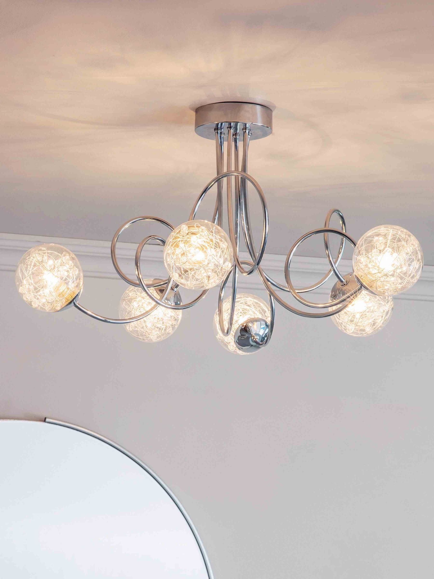 Gallery Home Chrome 6 Light Albert Flush Ceiling Light