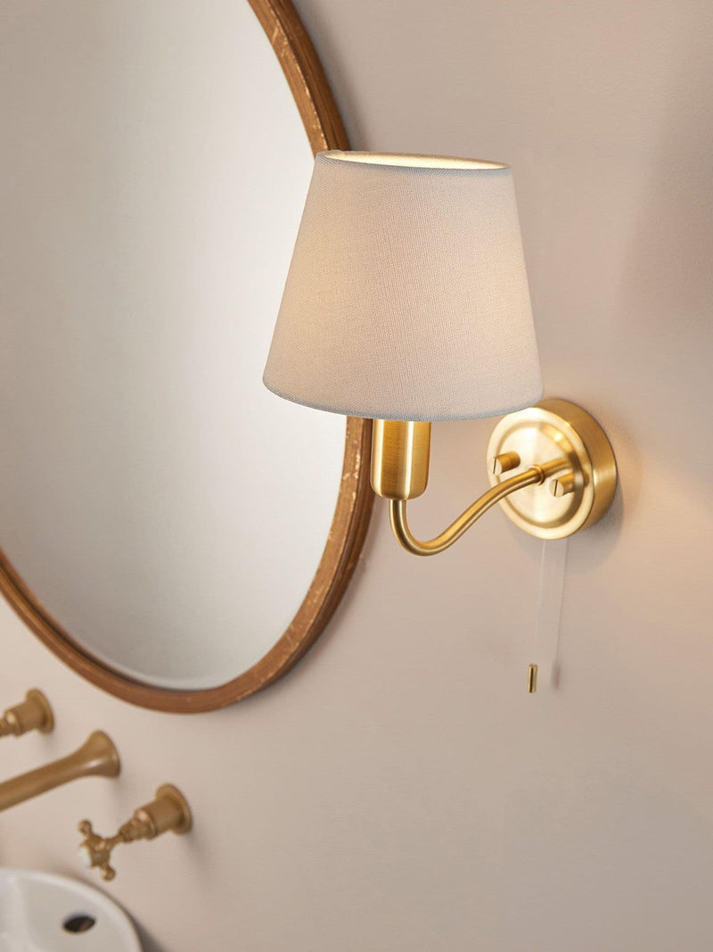 Gallery Home Cranbrook satin brass bathroom wall light, UK version