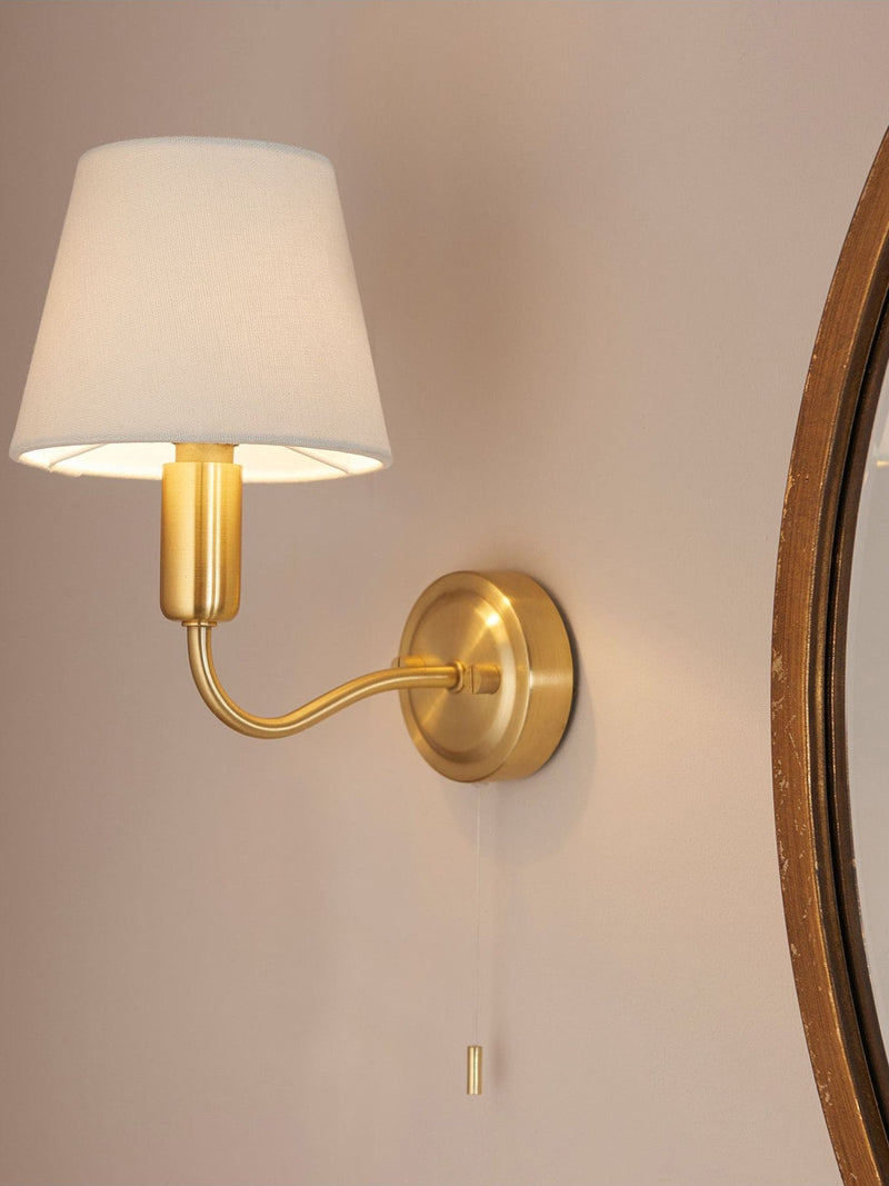 Gallery Home Cranbrook satin brass bathroom wall light, UK version