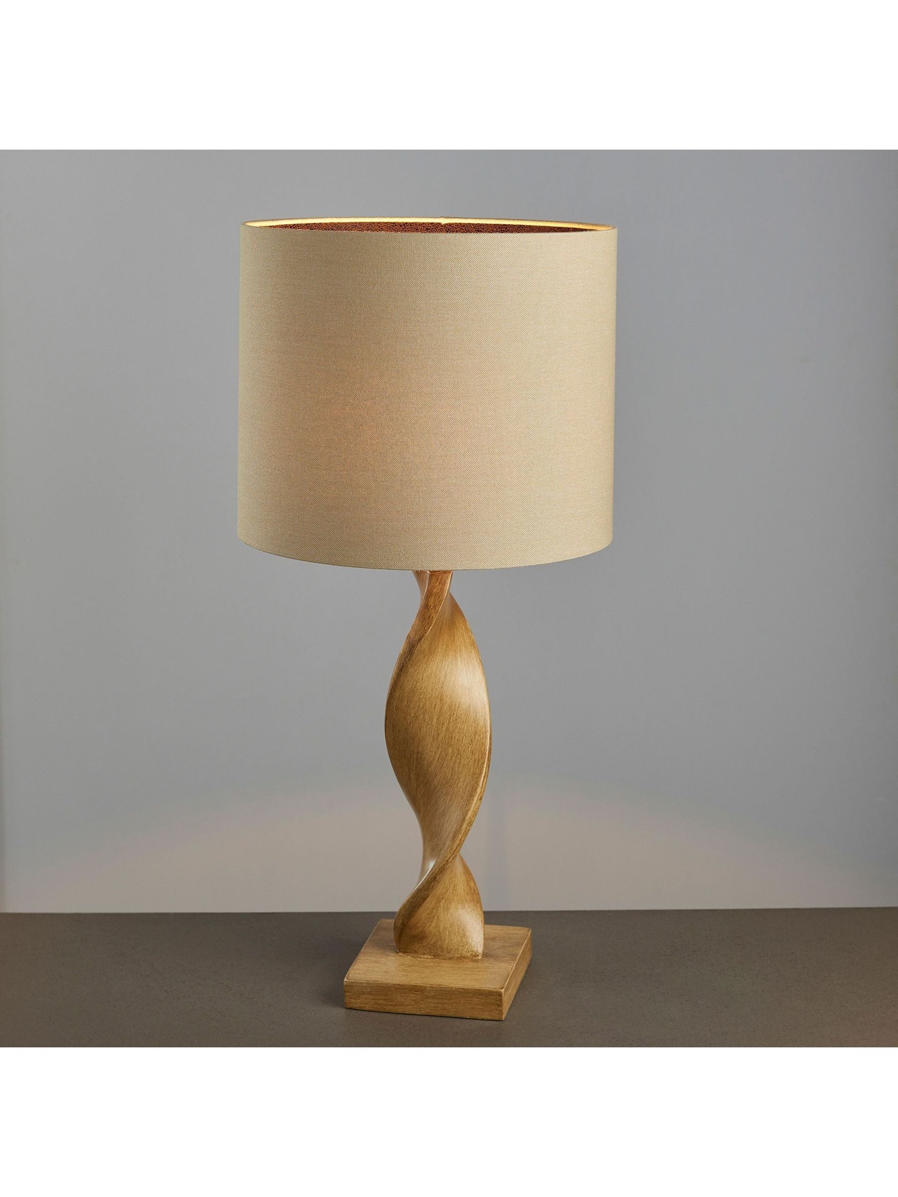 Gallery Home Brooks wooden table lamp with linen shade, UK version