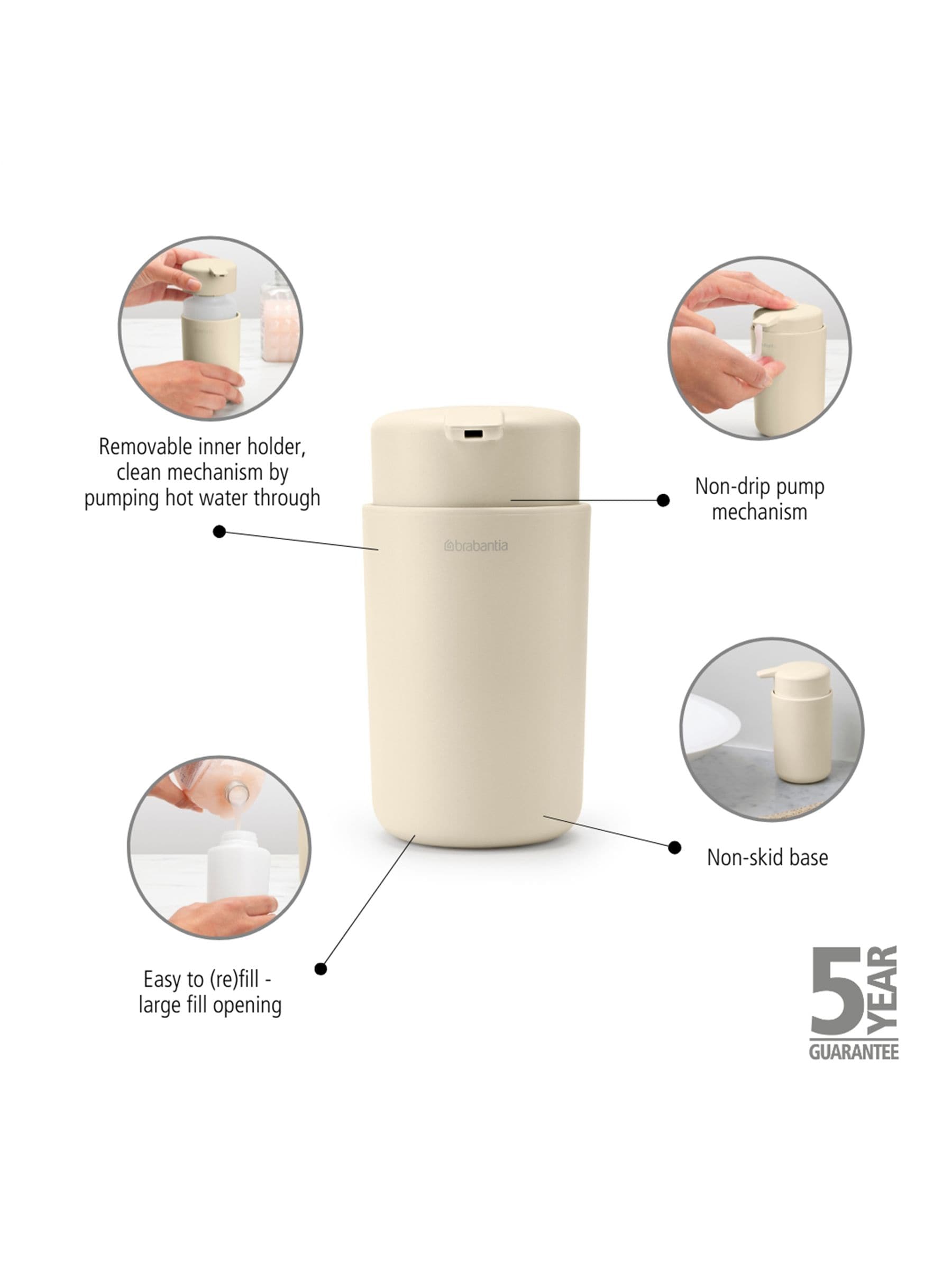Brabantia Cream ReNew soap dispenser - British product