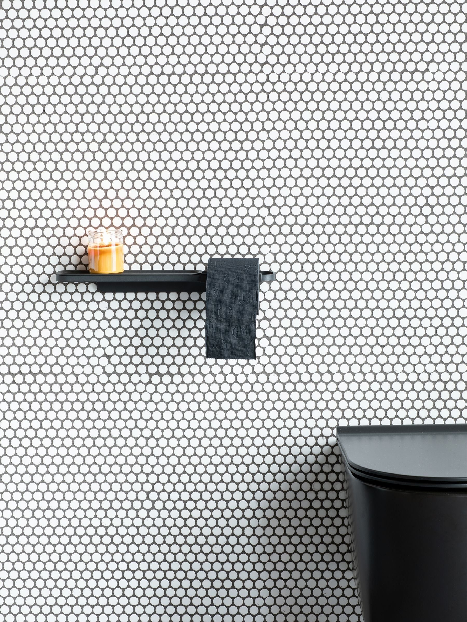 Brabantia grey toilet roll holder with shelf - British product