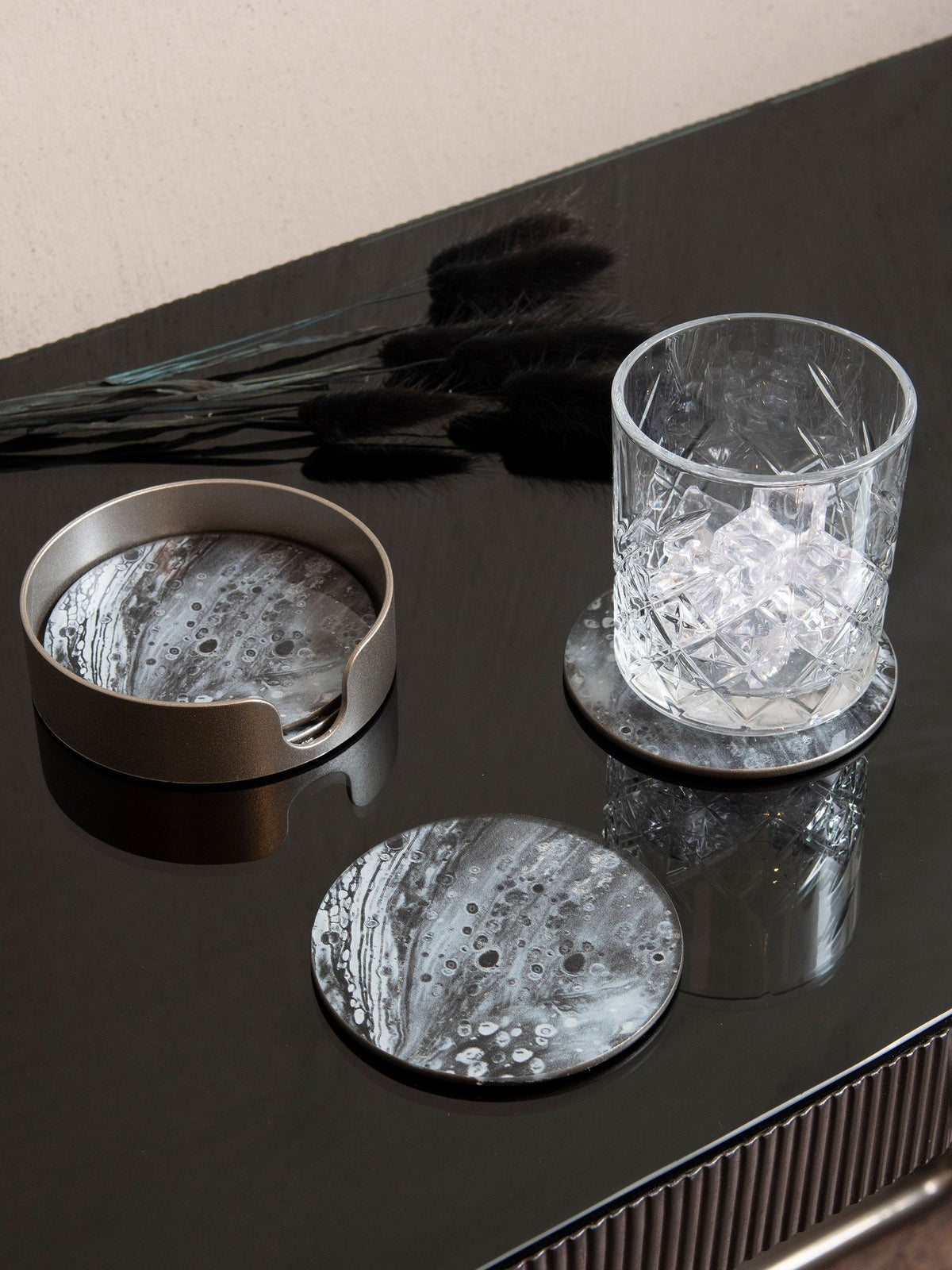 Libra Interiors monochrome swirl coasters set of 4 (British brand)
