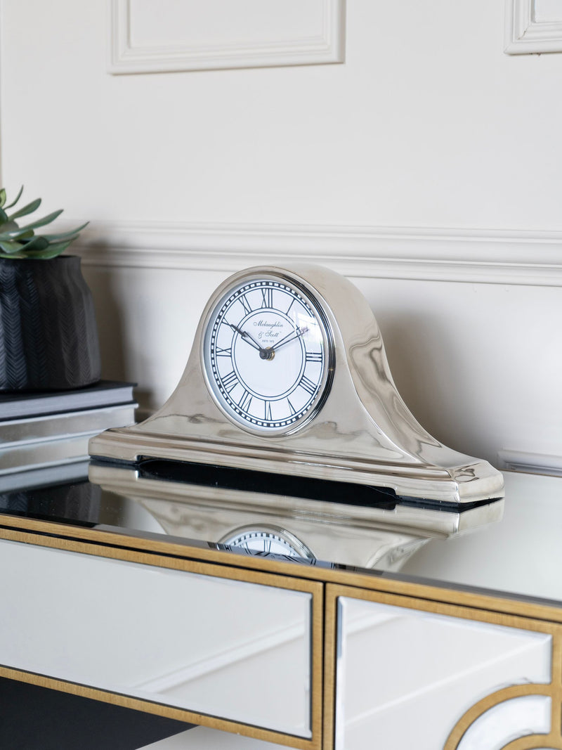 Libra Silver Retro Carriage Mantel Clock